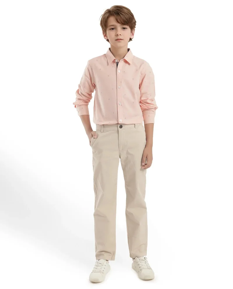 رير ونز Rare Ones Kids Oxot Orange Cotton Full Sleeves Regular Collar All Over Print Regular Fit Shirt