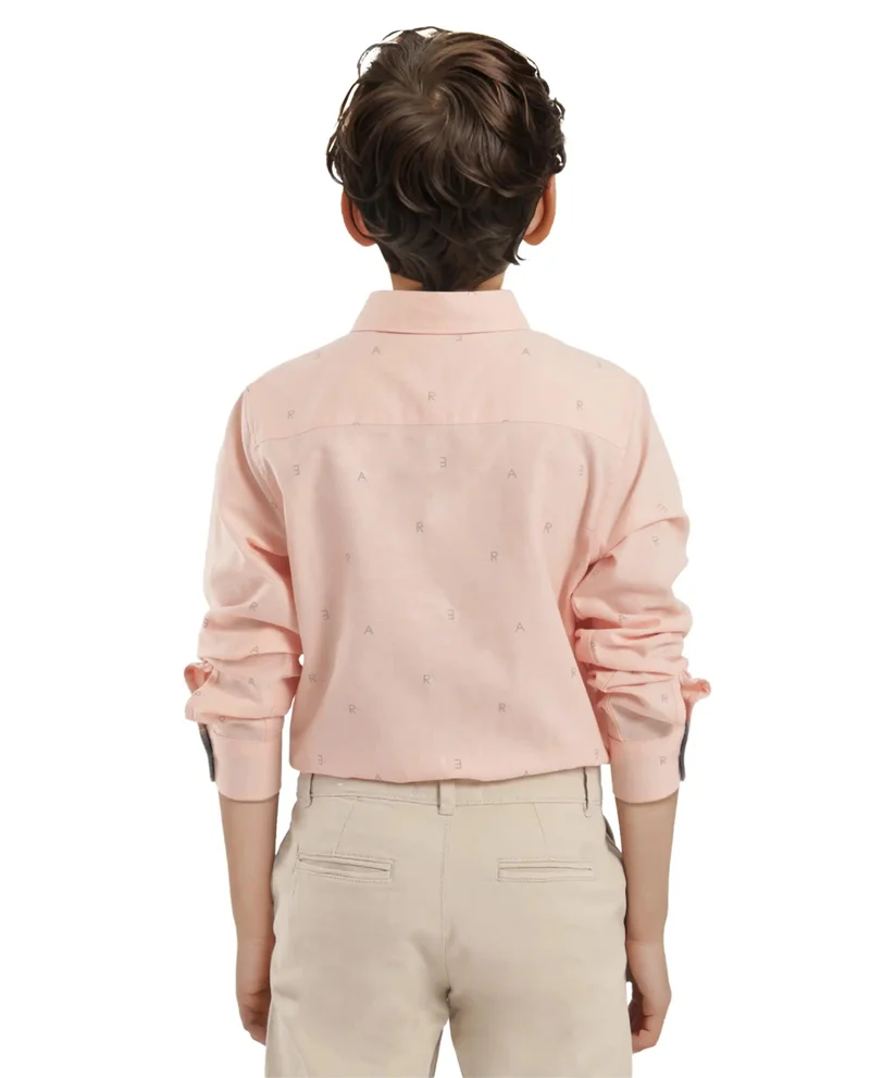 Rare Ones Rare Ones Kids Oxot Orange Cotton Full Sleeves Regular Collar All Over Print Regular Fit Shirt
