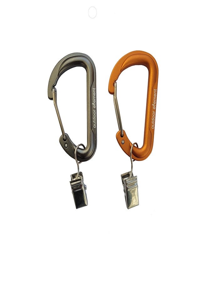 Outdoor Element Heavy Duty Gearbiner Clips - 2" Small Aluminum Carabiner with Hanging Clips - Small Keychain Survival Gear Carabiner for Hanging Keys, Bags and Camping Accessories - Pack of 6 - Image 2