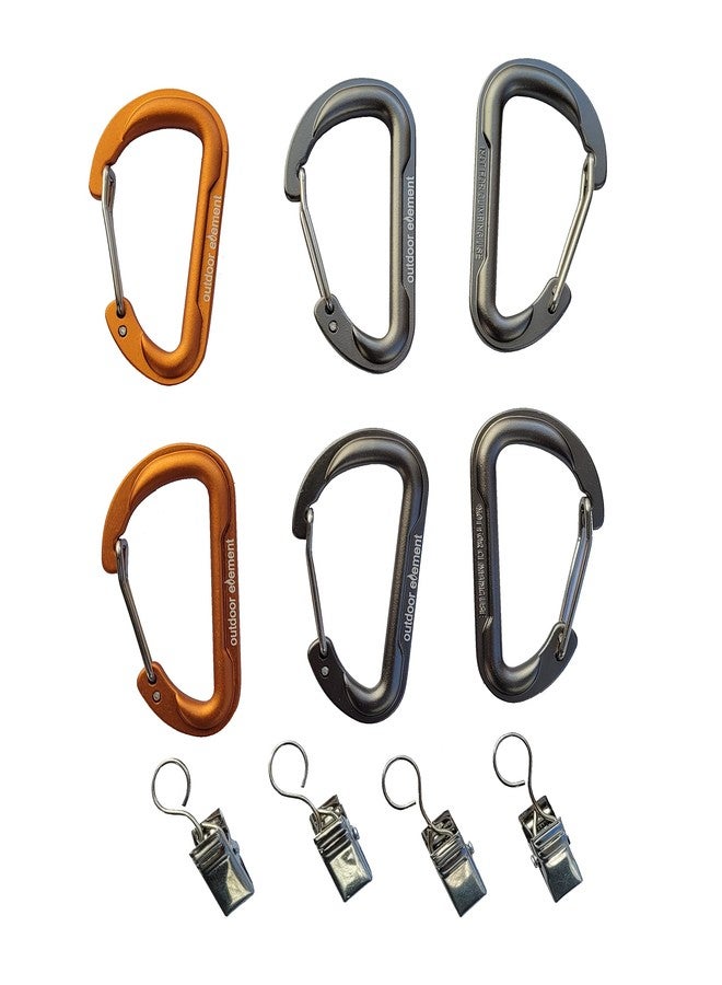 Outdoor Element Heavy Duty Gearbiner Clips - 2" Small Aluminum Carabiner with Hanging Clips - Small Keychain Survival Gear Carabiner for Hanging Keys, Bags and Camping Accessories - Pack of 6 - Image 1