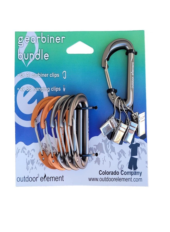 Outdoor Element Heavy Duty Gearbiner Clips - 2" Small Aluminum Carabiner with Hanging Clips - Small Keychain Survival Gear Carabiner for Hanging Keys, Bags and Camping Accessories - Pack of 6 - Image 3