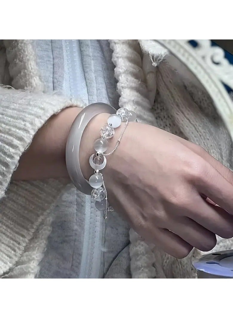 Goolsky Moon pendant imitation opal bead bracelet, a birthday gift for a friend. Exclusive gift for Valentine's Day - Image 2