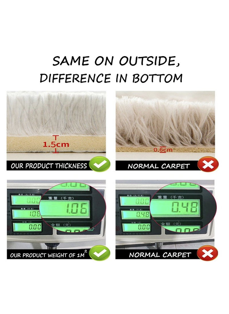 Modern Wool Fluffy Floor Mat Carpet with Anti slip High Pile Bottom with Upgraded Foam (Size 120×160CM)