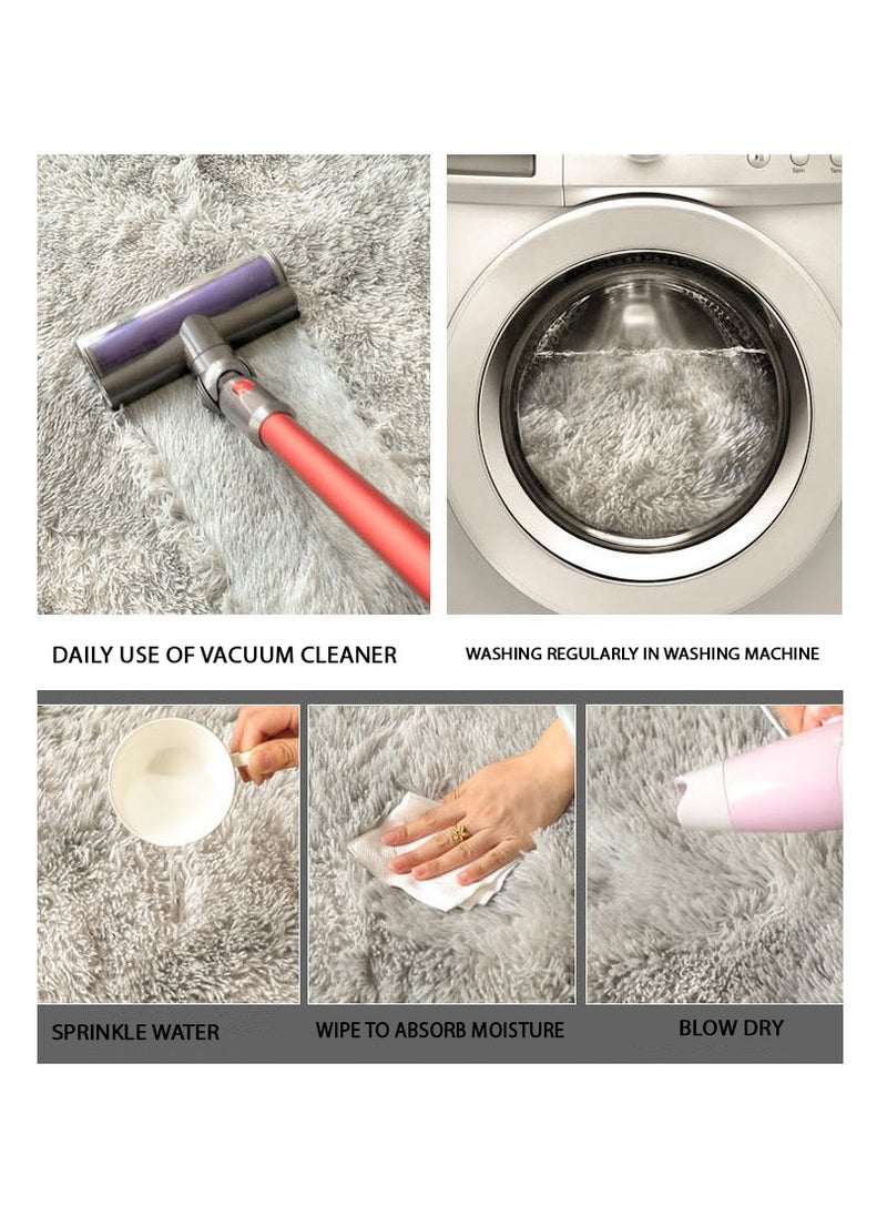 Modern Wool Fluffy Floor Mat Carpet with Anti slip High Pile Bottom with Upgraded Foam (Size 120×160CM)