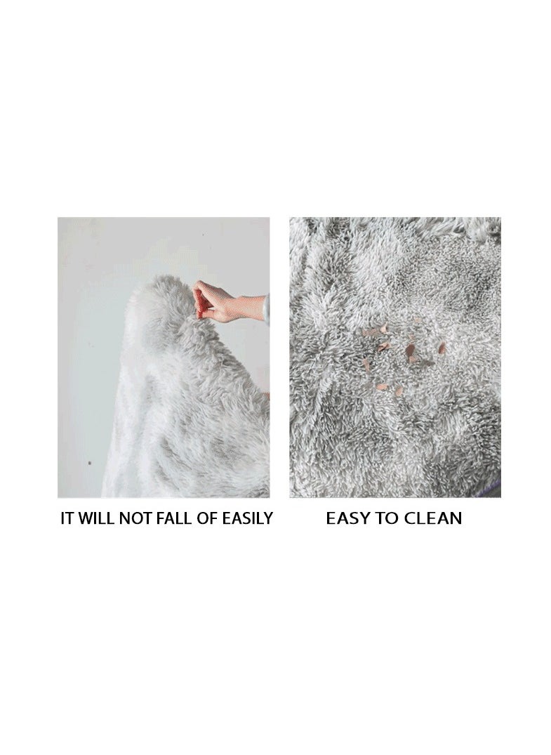 Modern Wool Fluffy Floor Mat Carpet with Anti slip High Pile Bottom with Upgraded Foam (Size 120×160CM)