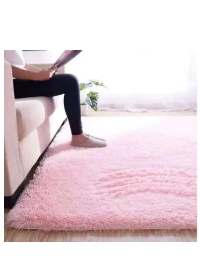 Modern Wool Fluffy Floor Mat Carpet with Anti slip High Pile Bottom with Upgraded Foam (Size 120×160CM)
