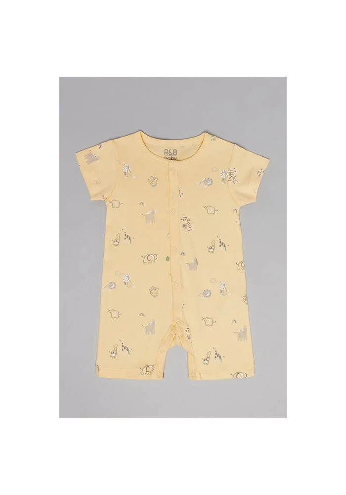 أر أند بي 3 Pack Printed Rompers with Short Sleeves