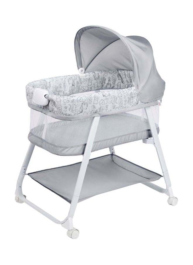 Bright Starts Winnie the Pooh Slumber Party Soothing Bassinet – Portable with Soothing Vibrations, Gender-Neutral Design, for Newborns  - Image 1