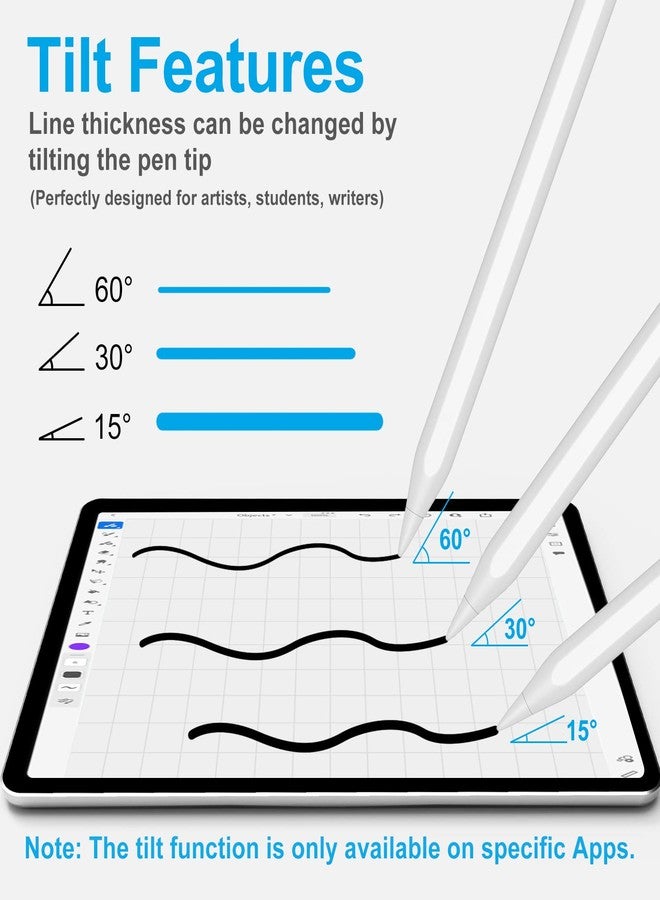 Xiron Stylus Pen for iPad (2025-2018), Fast Charge Pencil for iPad A16 11th/10/9/8/7/6 Gen, Air M3 & M2 2024 11"/13"/5/4/3th, Pro M4 M5 11"/13"/12.9", Mini A17 Pro 7/6/5, Palm Rejection, Tilt Sensitivity - Image 4