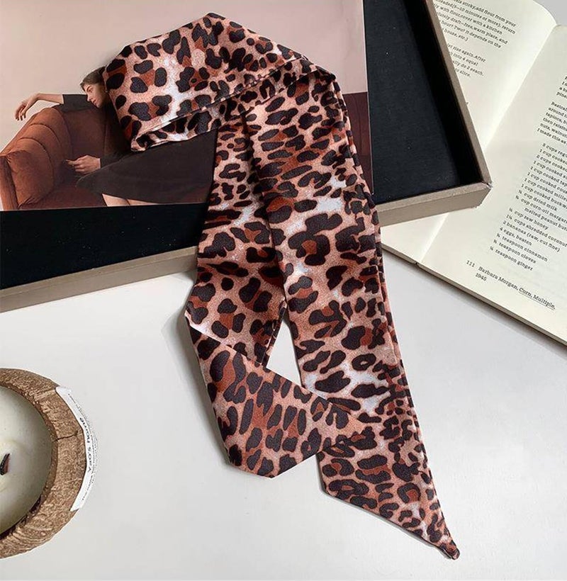 NIDMIDO 4 Pack Purse Scarf for Bags Silk Head Scarf for Hair Handbag Women Scarfs Ribbon Band Hair Neck Scarves Fashion Gifts (Leopard brown grey) - Image 5