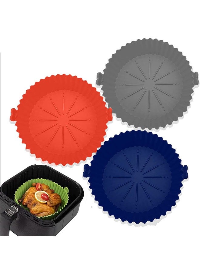 3 Pack Air Fryer Silicone Liners, 7inch Reusable Air Fryer Basket, Air Fryer Silicone Pot, Baking Accessories Replacement of Flammable Parchment Liner Paper Food Safe Easy Cleaning Round  - Image 1