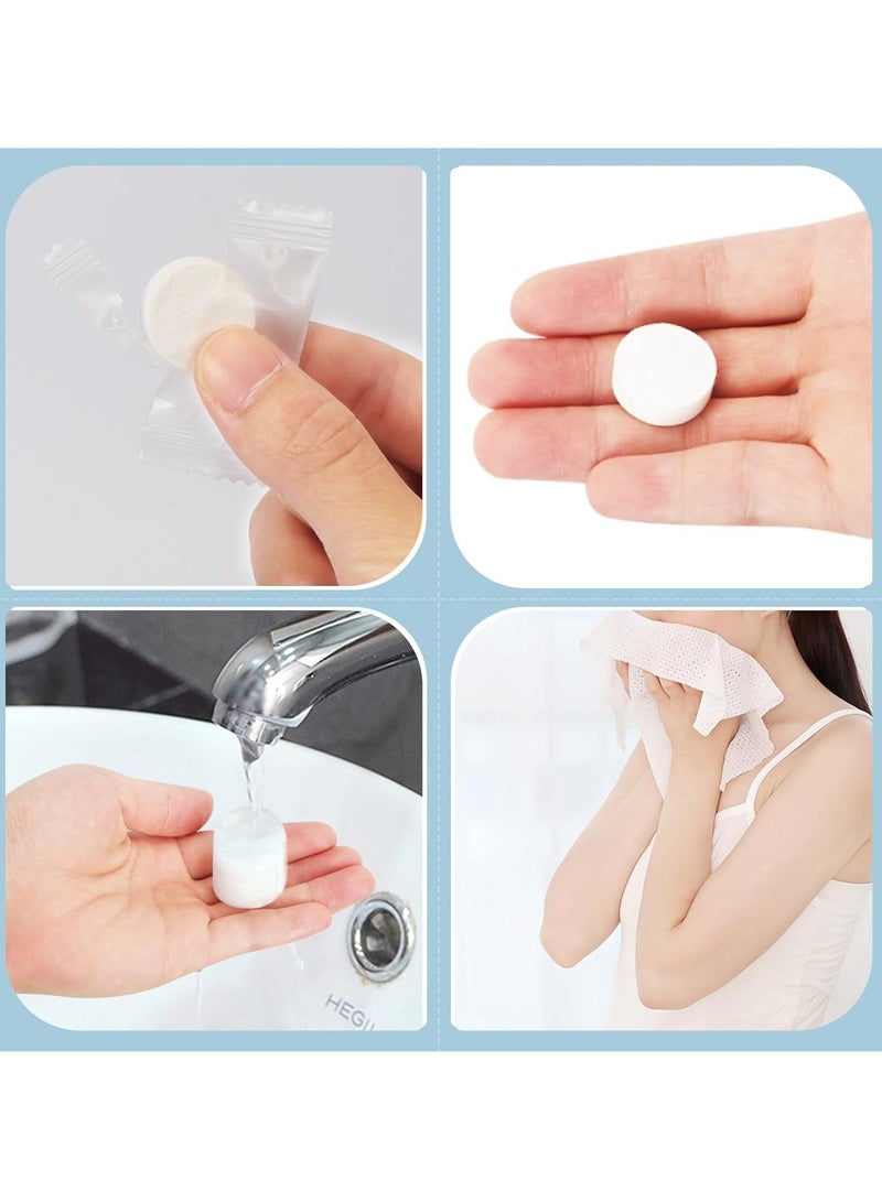 SYOSI SYOSI 100PCS Compressed Cotton Towel Tablets, Mini Disposable Face Towels Portable Cotton Coin Tissue for Travel, Camping, Hiking, Sport, Beauty Salon, Home Hand Wipes and Other Outdoor Activities - Image 5