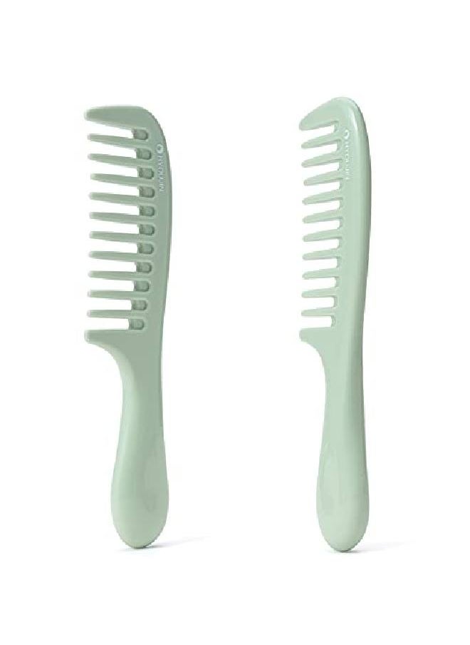 Hyoujin - Wide Tooth Comb Curly Hair Detangling Hair Brush Small Portable Paddle Hair Comb Care Handgrip Comb For All Hair Styling (Mint) - Image 1