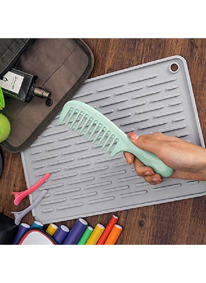 Hyoujin - Wide Tooth Comb Curly Hair Detangling Hair Brush Small Portable Paddle Hair Comb Care Handgrip Comb For All Hair Styling (Mint) - Image 1