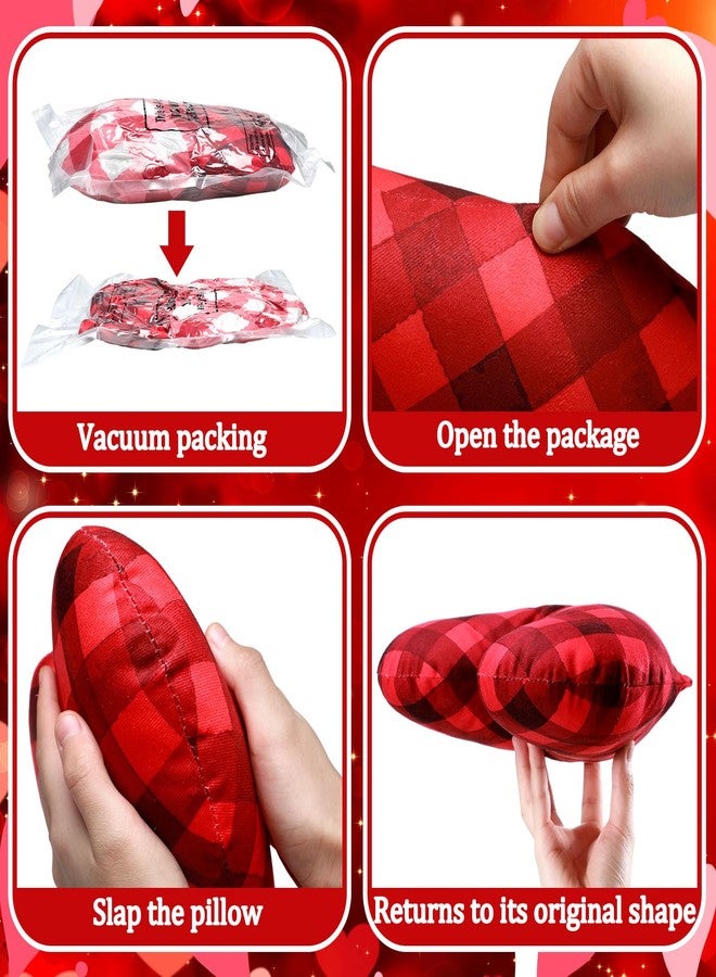 Menkxi 4 Pieces Stuffed Valentine's Day Pillow Vintage Heart Shaped Pillows Valentine 3D Heart Decorative Pillows Plush Soft Throw Pillows Valentine's Day Gift for Kids Mom Sister, 12 x 11 Inch - Image 3