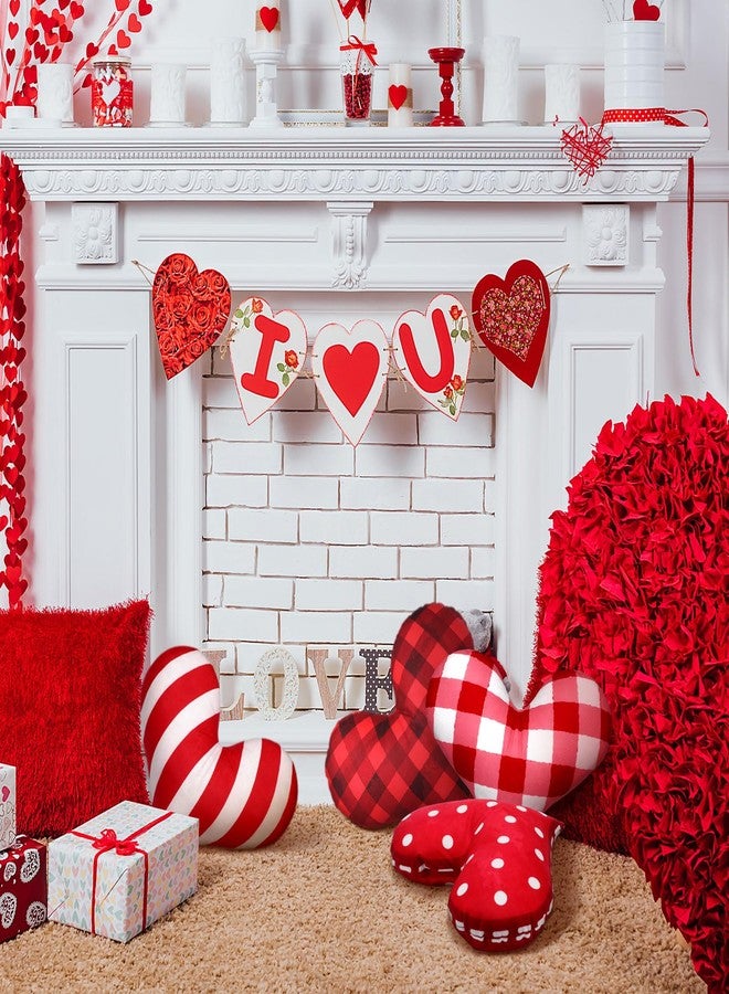 Menkxi 4 Pieces Stuffed Valentine's Day Pillow Vintage Heart Shaped Pillows Valentine 3D Heart Decorative Pillows Plush Soft Throw Pillows Valentine's Day Gift for Kids Mom Sister, 12 x 11 Inch - Image 5