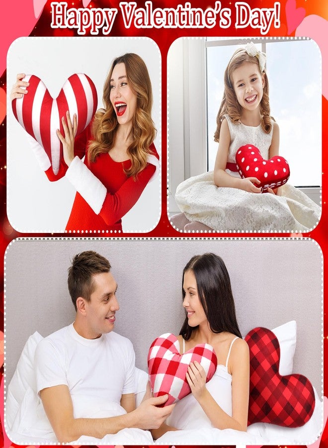 Menkxi 4 Pieces Stuffed Valentine's Day Pillow Vintage Heart Shaped Pillows Valentine 3D Heart Decorative Pillows Plush Soft Throw Pillows Valentine's Day Gift for Kids Mom Sister, 12 x 11 Inch - Image 4