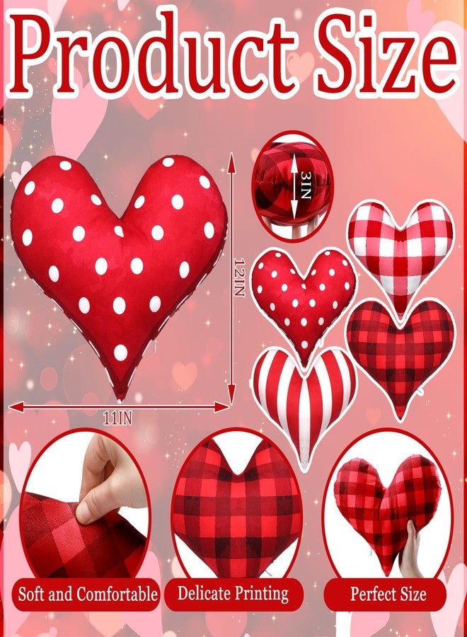 Menkxi 4 Pieces Stuffed Valentine's Day Pillow Vintage Heart Shaped Pillows Valentine 3D Heart Decorative Pillows Plush Soft Throw Pillows Valentine's Day Gift for Kids Mom Sister, 12 x 11 Inch - Image 2