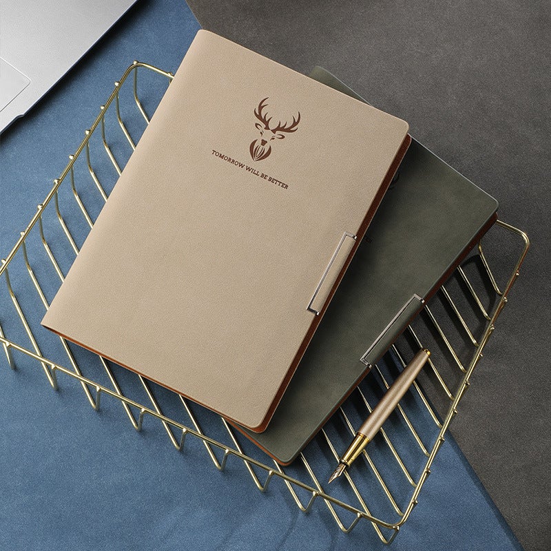 Generic In stock A5 business loose-leaf notebook office meeting recording book simulation PU soft leather notepad printable LOGO A5 