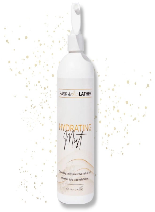 BASK & LATHER Hydrating Hair Mist, Leave-In Conditioner, Itchy Scalp Relief, Detangler, Curl Definer, Aloe Vera, Avocado Oil, For All Hair Types (16 oz)