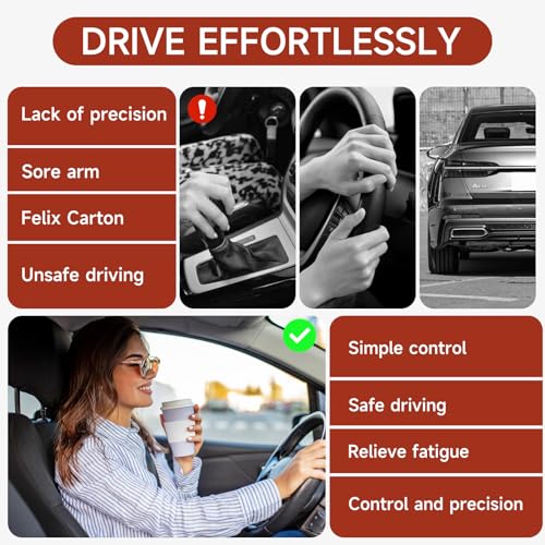 Atsorvicate Steering wheel knob spinner metal steering wheel rotary for suicide rotary knob stable and durable power handle with suitable for cars trucks tractors lawn mowers forklifts boats black cowhide - Image 3