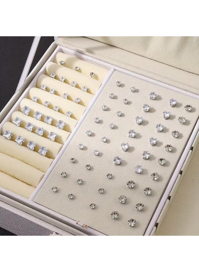 aeen Women’s Fashion Geometric Stud Earrings 12 Pairs– Heart, Square & Round Designs, Classic Versatile Style for Daily Wear & Parties - Image 2