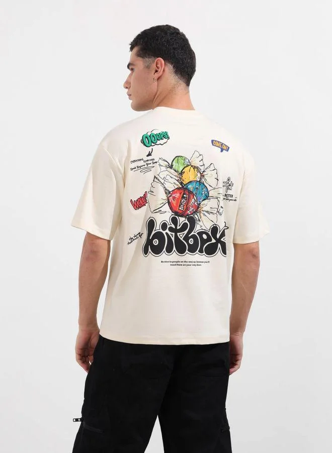 شركة المرآب الهندية Men Relaxed Fit Graphic Printed Crew Neck Half Sleeves T-Shirt