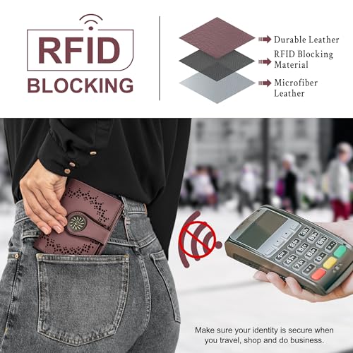 Tipmile Small Wallet for Women Bifold RFID Blocking Card Holder Leather Wallets with Zipper Coin Pocket - Image 3