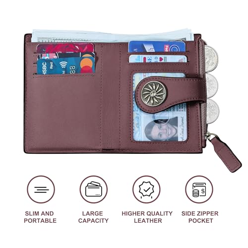 Tipmile Small Wallet for Women Bifold RFID Blocking Card Holder Leather Wallets with Zipper Coin Pocket - Image 5