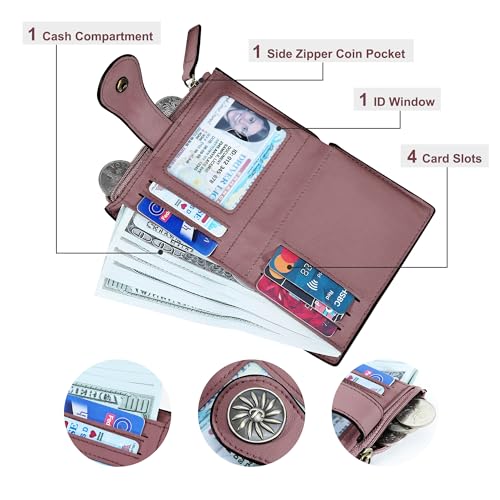 Tipmile Small Wallet for Women Bifold RFID Blocking Card Holder Leather Wallets with Zipper Coin Pocket - Image 2