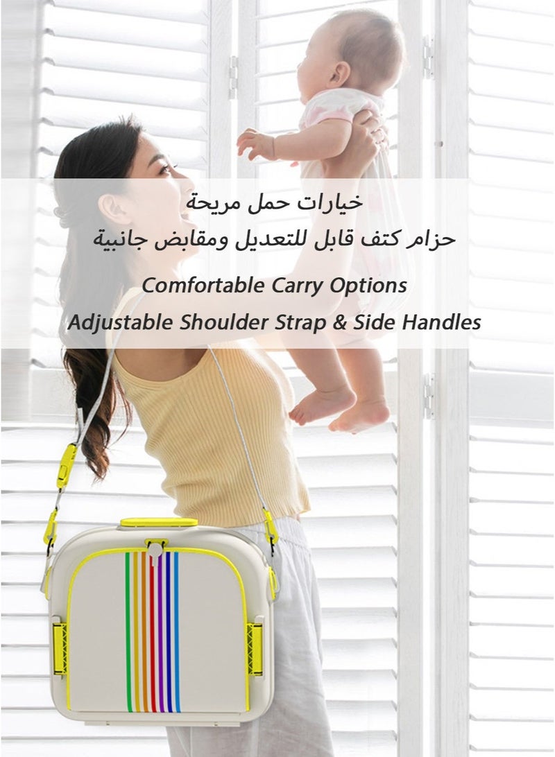 Portable Baby Travel Seat with Storage Compartment, Foldable Toddler Chair with 3-Point Safety Harness, Adjustable Shoulder Strap and Side Armrests - Image 5
