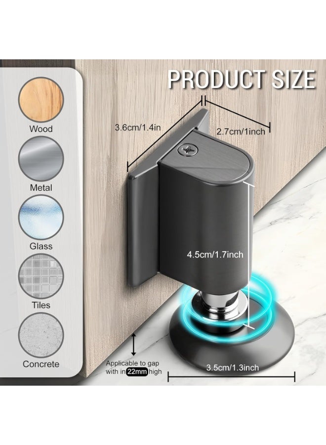 Arabest Magnetic Door Stopper, Door Stops Indoors, No Drilling Silent Mechanical Floor Doorstop, New Floor Wedge Magnet Silent Stopper Indoors with Self Adhesive Stickers for Home Office Patio (Grey) - Image 2