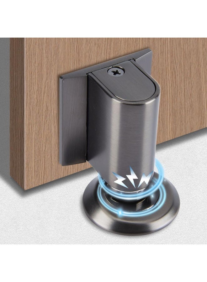 Arabest Magnetic Door Stopper, Door Stops Indoors, No Drilling Silent Mechanical Floor Doorstop, New Floor Wedge Magnet Silent Stopper Indoors with Self Adhesive Stickers for Home Office Patio (Grey) - Image 1