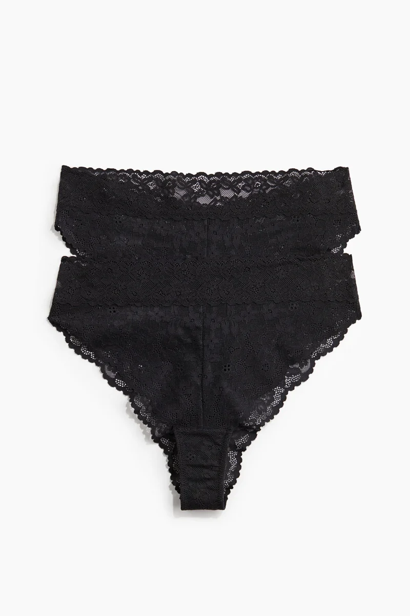 اتش اند ام سروال بريف بنمط برازيلي من الدانتيل - عبوة من 2