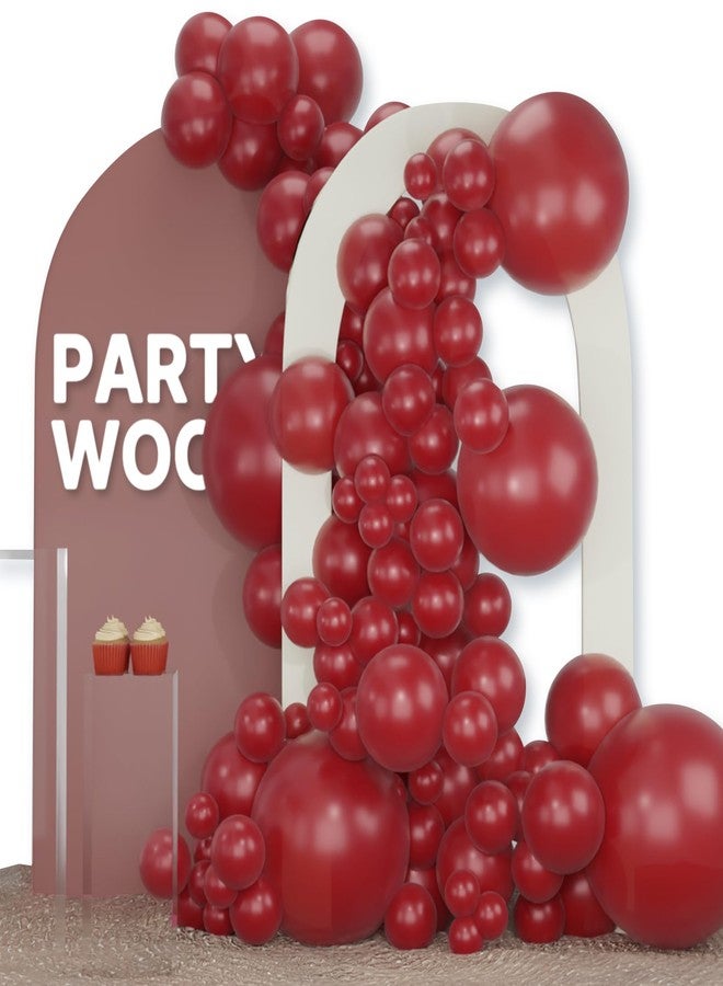 PartyWoo Ruby Red Balloons 120 pcs Different Sizes Pack of 18 12 10 5 Inch Maroon Balloon Arch Kit Garland for Valentine's Day Graduation Wedding Christmas Birthday Party Decorations Red-Y75 - Image 1