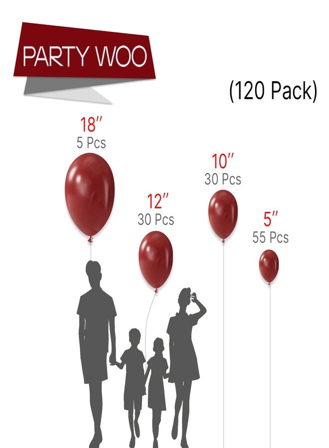 PartyWoo Ruby Red Balloons 120 pcs Different Sizes Pack of 18 12 10 5 Inch Maroon Balloon Arch Kit Garland for Valentine's Day Graduation Wedding Christmas Birthday Party Decorations Red-Y75 - Image 2