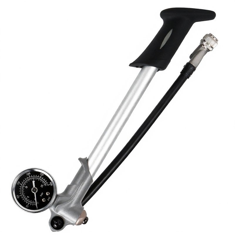 Giyo 300PSI Front Pump: Lightweight Aluminum Alloy Body, Built-In Pressure Gauge Front Suspension Pump - 360°Rotary Hose, Precise-Adjust Control Bike Pump for Schrader Valve Bike Maintenance - Image 1