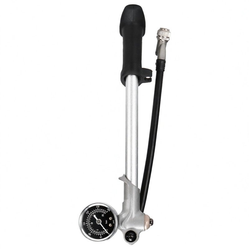 Giyo 300PSI Front Pump: Lightweight Aluminum Alloy Body, Built-In Pressure Gauge Front Suspension Pump - 360°Rotary Hose, Precise-Adjust Control Bike Pump for Schrader Valve Bike Maintenance - Image 4