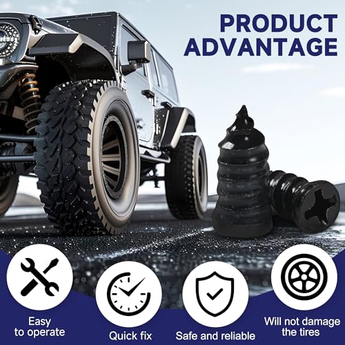 LYLDYYW 60 Pcs Tire Repair Screws, Tire Patch Kit, Screw in Tire Plugs,Quick Tool Tire Plugs, Self-Service Tire Repair Rubber Nail Kit for Patching Punctures in Vacuum Tires of Cars, Motorcycles (60) - Image 4