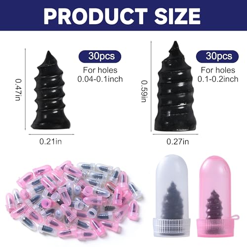 LYLDYYW 60 Pcs Tire Repair Screws, Tire Patch Kit, Screw in Tire Plugs,Quick Tool Tire Plugs, Self-Service Tire Repair Rubber Nail Kit for Patching Punctures in Vacuum Tires of Cars, Motorcycles (60) - Image 2