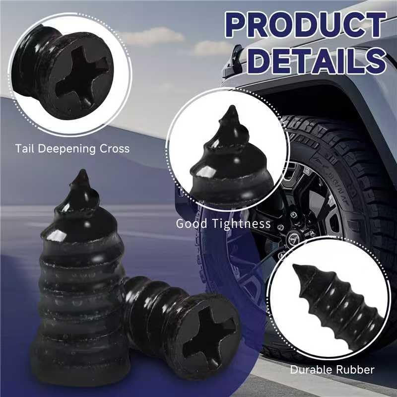 LYLDYYW 60 Pcs Tire Repair Screws, Tire Patch Kit, Screw in Tire Plugs,Quick Tool Tire Plugs, Self-Service Tire Repair Rubber Nail Kit for Patching Punctures in Vacuum Tires of Cars, Motorcycles (60) - Image 3