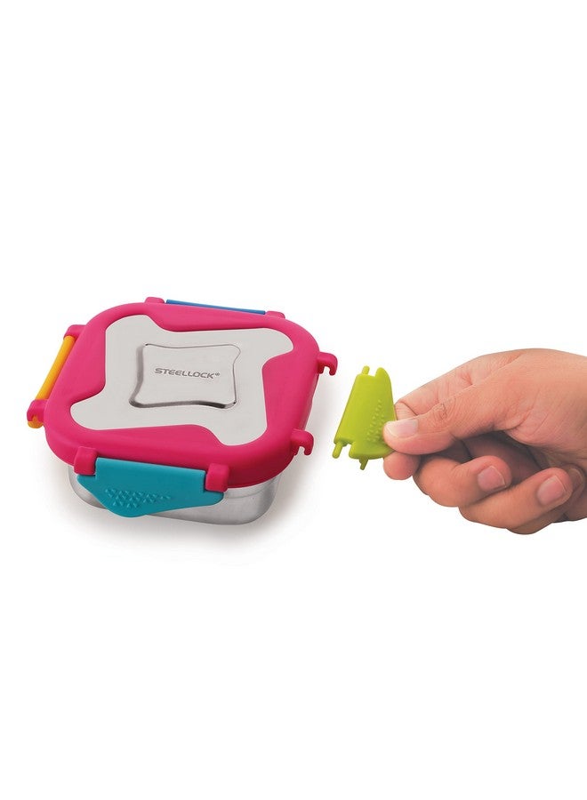 STEELLOCK Smart Stainless Steel Tiffin Lunch Box for Kids and Adults - Airtight Leakproof Square Container with Steel Lid - Juliet 250ml, 2 Pc Set for School & Office - Image 3