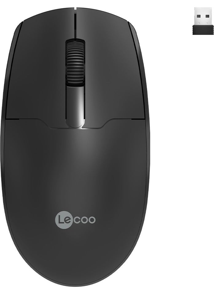 lecoo - WS204 Wireless 1200DPI 3-Button Optical Black Mouse - Image 1
