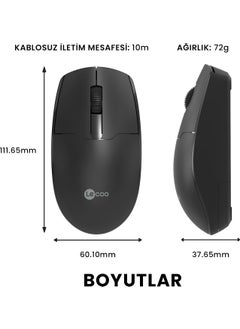 lecoo WS204 Wireless 1200DPI 3-Button Optical Black Mouse  - Image 4