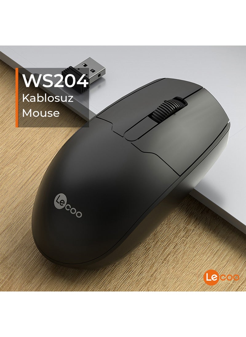 lecoo - WS204 Wireless 1200DPI 3-Button Optical Black Mouse - Image 1