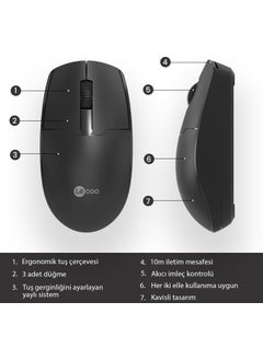 lecoo WS204 Wireless 1200DPI 3-Button Optical Black Mouse  - Image 3