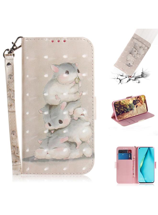 اس-توب جراب لهاتف Huawei nova 7i، جراب جلدي أفقي قابل للطي برسومات ثلاثية الأبعاد مع حامل وفتحة للبطاقات ومحفظة وحبل - Image 1