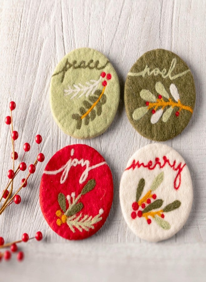 Karma, Handmade Holiday Felt Round Coasters Set of 4 – Wool Coasters for Drinks Water-Resistant - Great Gift for Holidays, Stocking Stuffer and Parties, Nouveau Chrstimas - Image 3