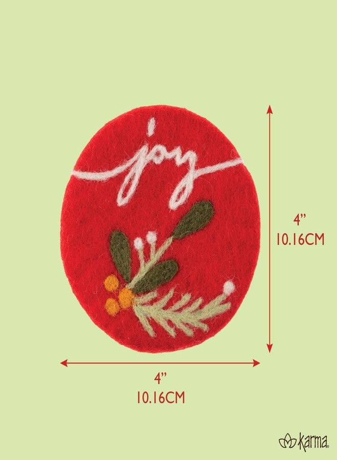Karma, Handmade Holiday Felt Round Coasters Set of 4 – Wool Coasters for Drinks Water-Resistant - Great Gift for Holidays, Stocking Stuffer and Parties, Nouveau Chrstimas - Image 2