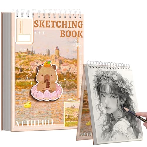 FunBlast Sketching Book for Artist, A4 Thickened Sketchpad for Artist, Students Hand-Painted Colored Lead Picture Album Sketch Book for Painting, Drawing, Art & Craft Work (Capybara, A4) - Image 1